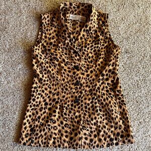 Kathie Lee Collection Cheetah Print Button-Up Blouse